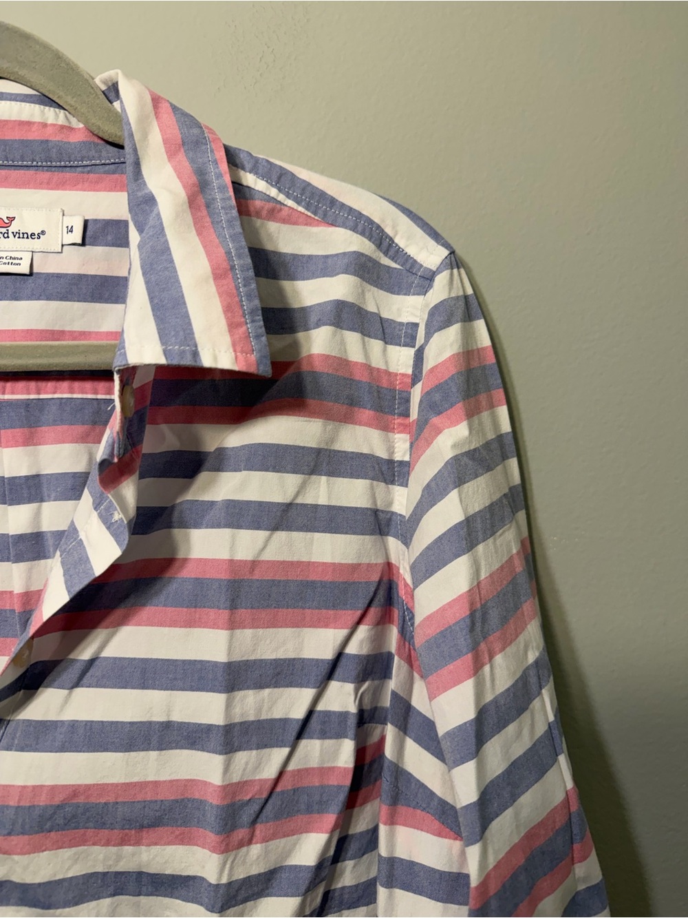 Vineyard Vines Pink, Blue & White Striped Button-Down Shirt - Picture 3 of 5